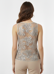 Canotta ricamata argento