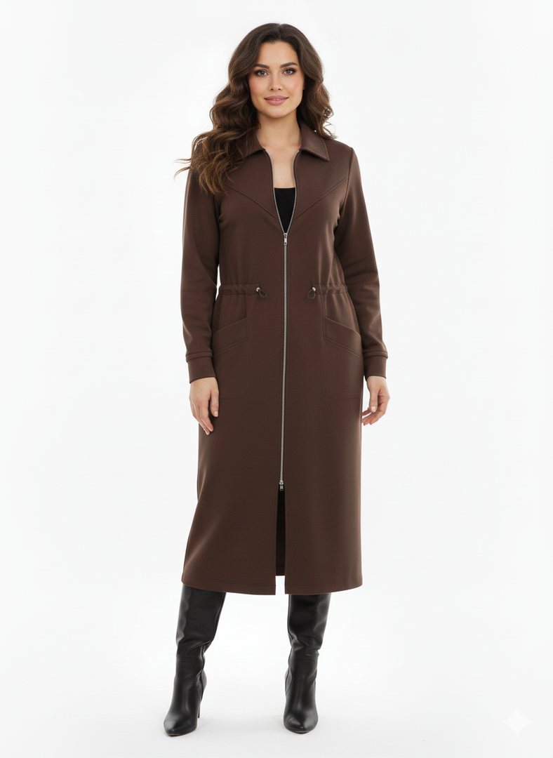 Abito con zip marrone